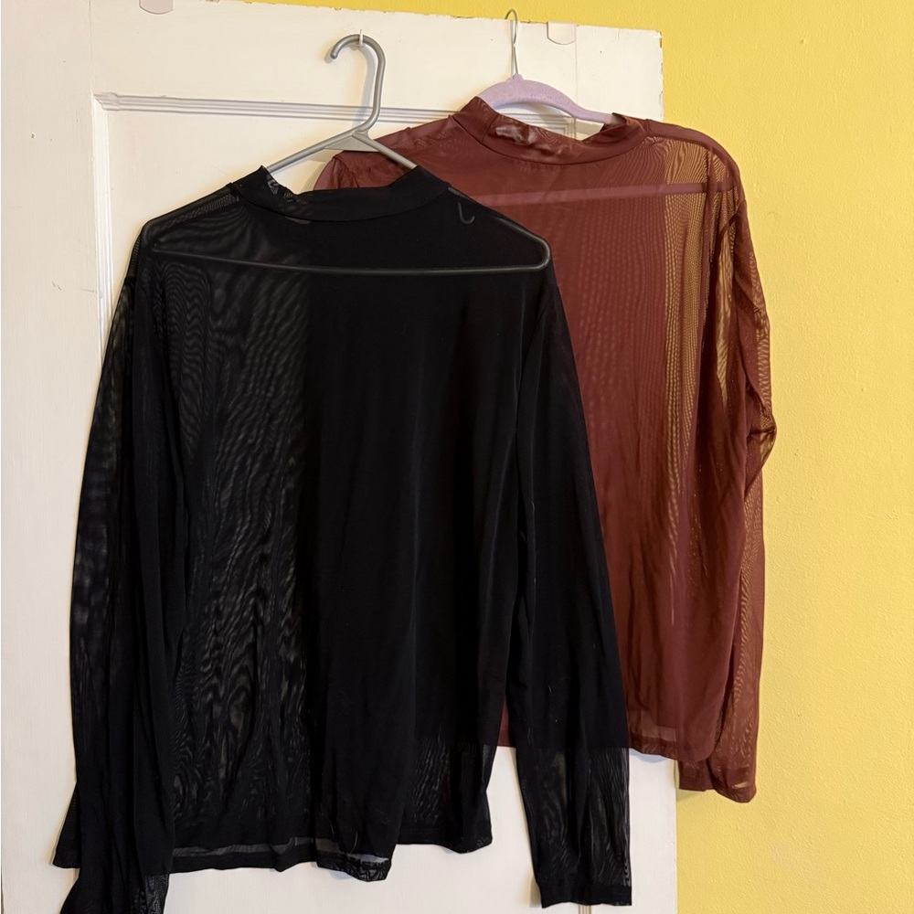 SHEIN Black and Brown Sheer Tops